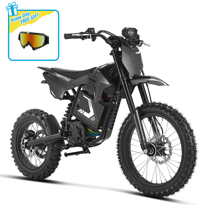 HappyRun F18 2.0 Electric Dirt Bike, 6000W Peak, 46 MPH, 60V 27Ah Battery, 60-Mile Range