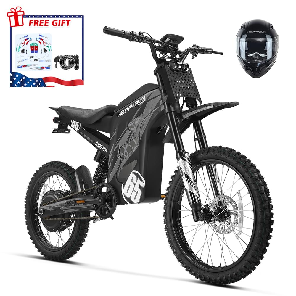 HappyRun G300 Pro Electric Dirt Bike – 6500W Peak, Max Speed - 50 MPH