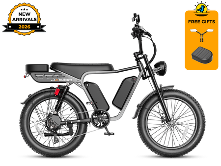 Jasion RetroVolt Max Moped-Style Electric Bike – 2000W, 35+ MPH, 52V 40Ah Dual Battery, 150-Mile Range