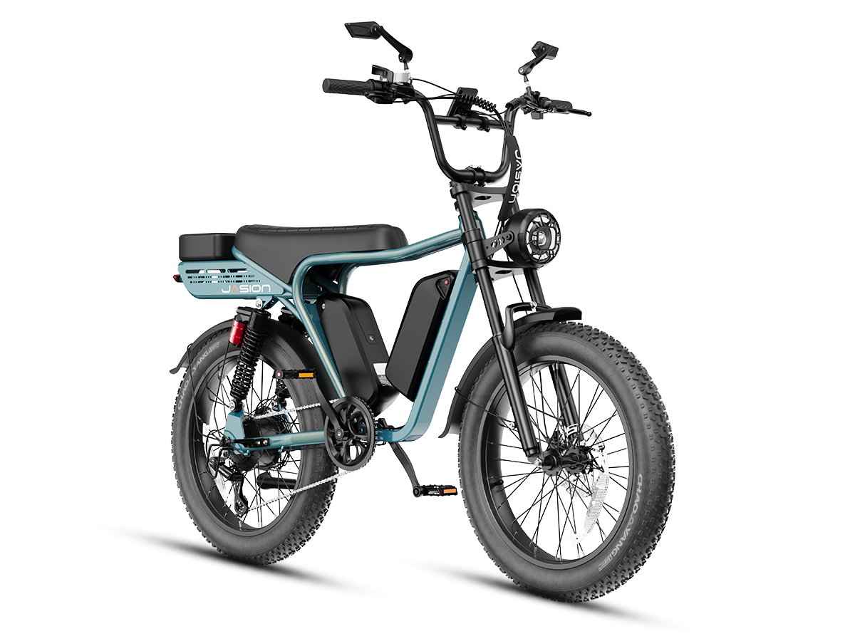 Jasion RetroVolt Max Moped-Style Electric Bike – 2000W, 35+ MPH, 52V 40Ah Dual Battery, 150-Mile Range