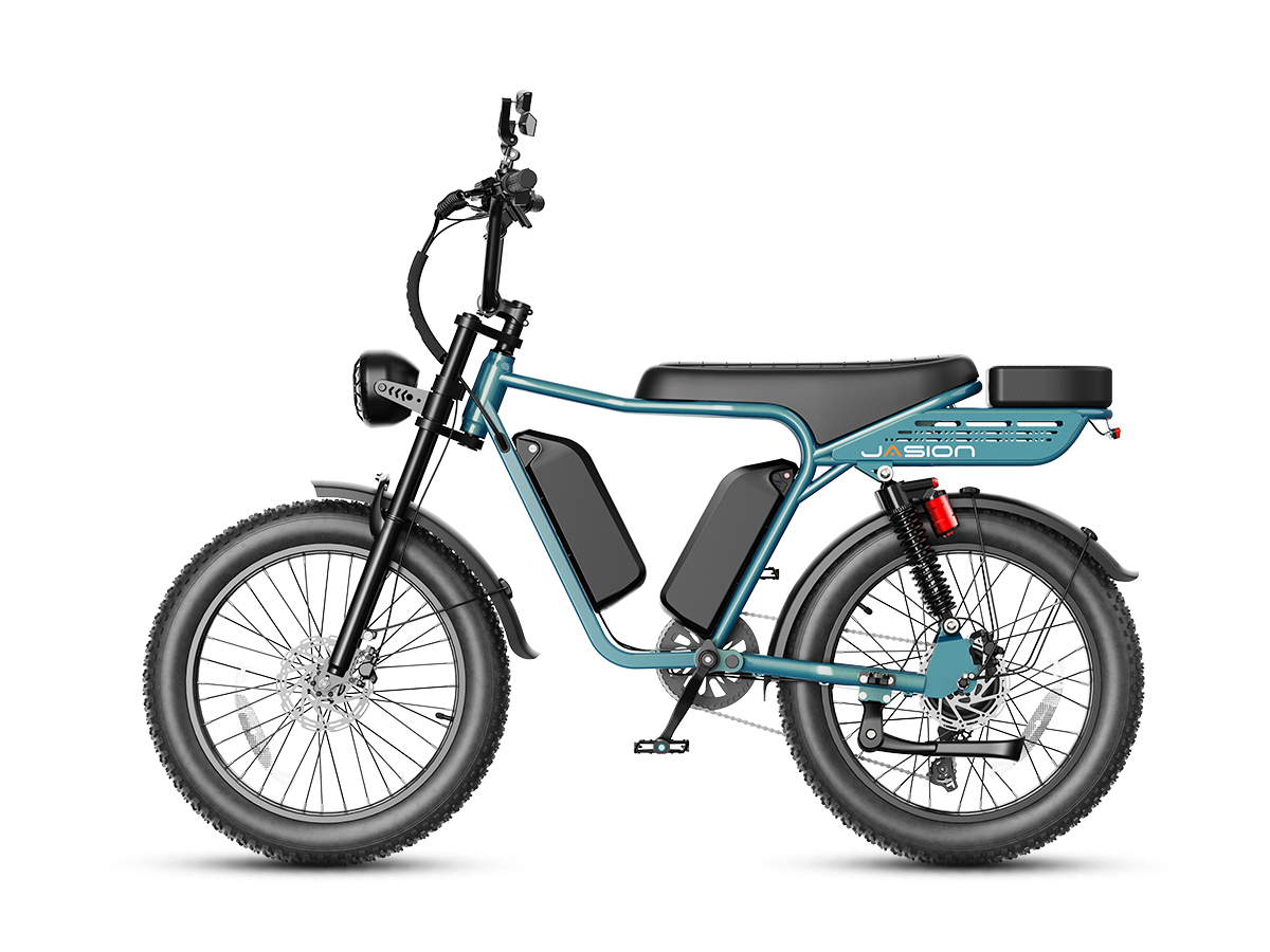 Jasion RetroVolt Max Moped-Style Electric Bike – 2000W, 35+ MPH, 52V 40Ah Dual Battery, 150-Mile Range
