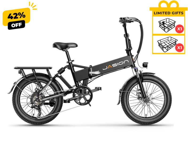 Jasion EB7 2.0 Road Trip Folding Electric Bike 850W Motor 28 mph 48V 10Ah Battery