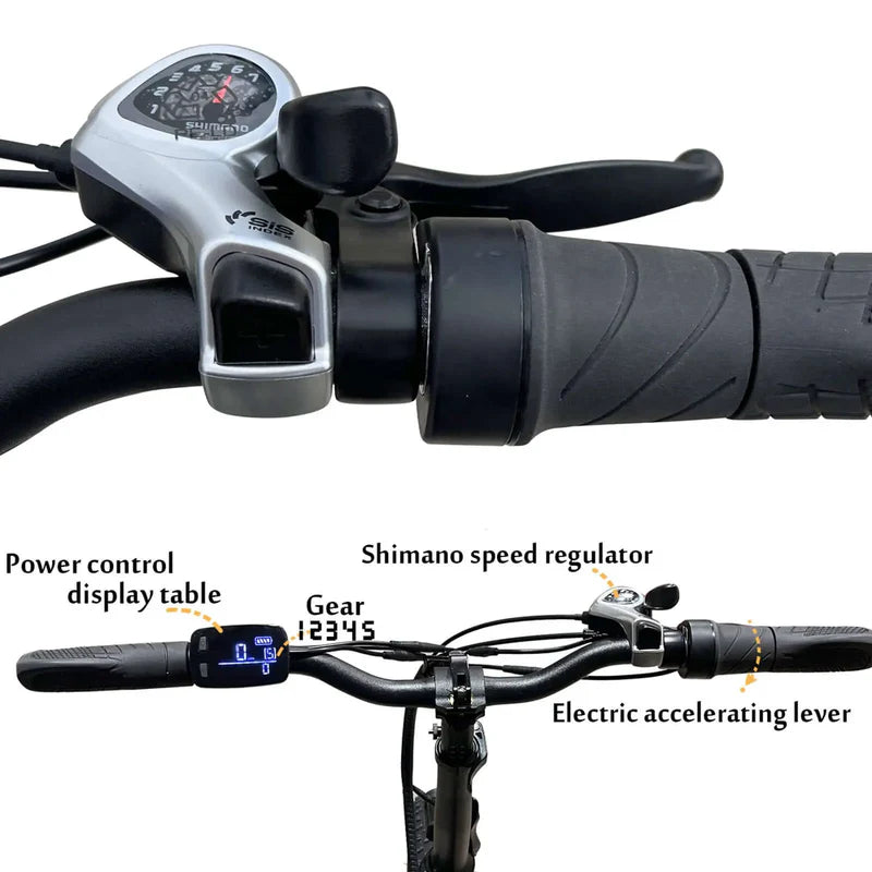 Tracer Coyote 500W Folding Electric Bike, 25 MPH Top Speed, 48V 13Ah Battery, 20×4” Fat Tires, Shimano 7-Speed