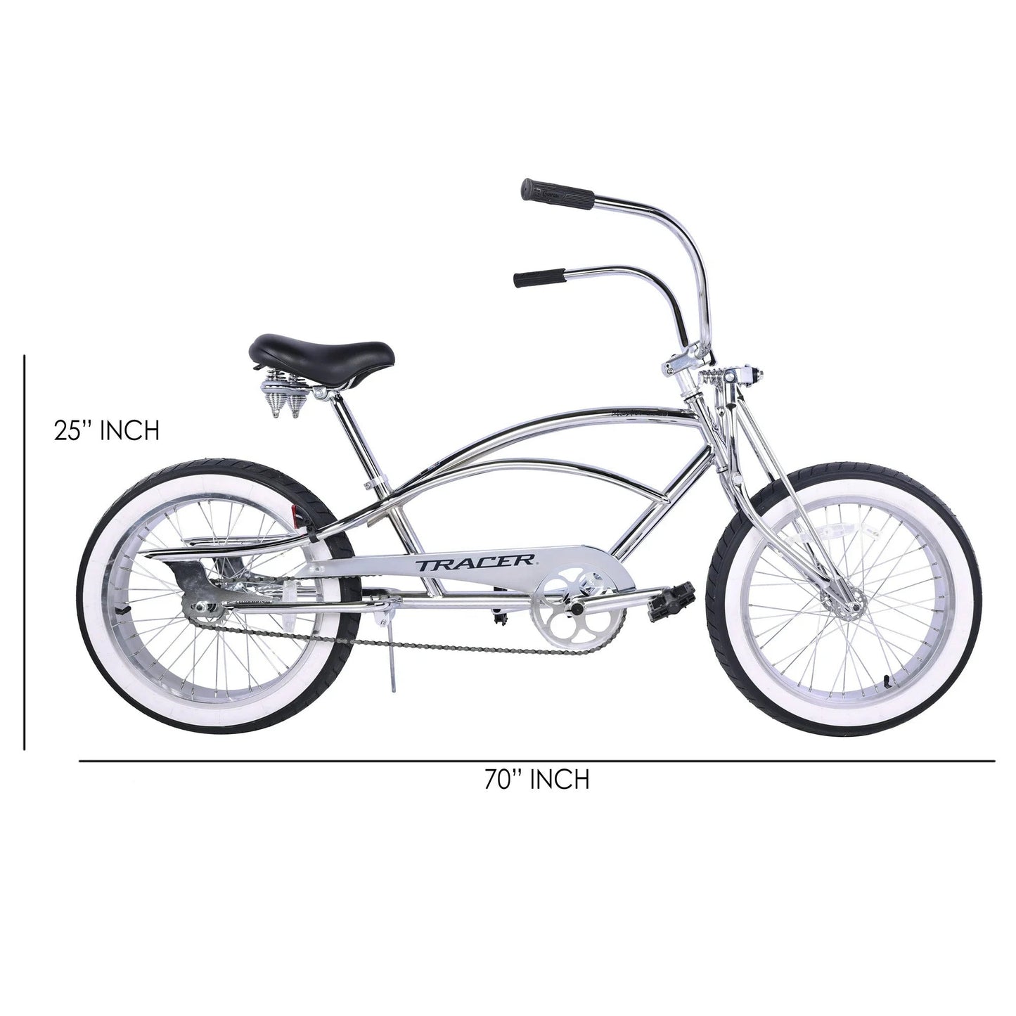 Tracer Master 2.0 GS Chrome 20" Stretch Cruiser Bike Single Speed Lowrider