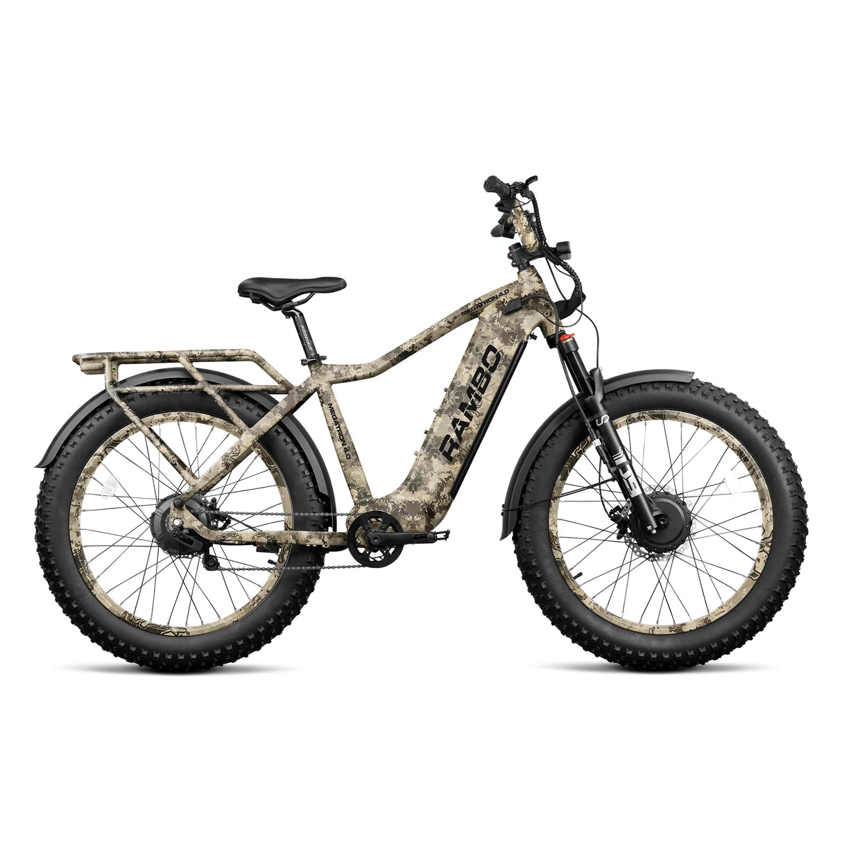 Rambo Megatron 4.0 All-Wheel Drive Up to 36 MPH Dual 1000W 48V 20Ah Electric Hunting Bike