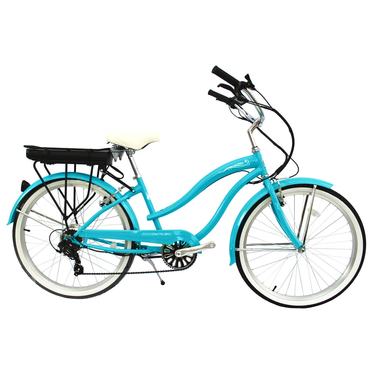 Micargi Luna 350W 26" Electric Cruiser Bike 23MPH Top Speed 48V 10.4Ah Shimano 7-Speed