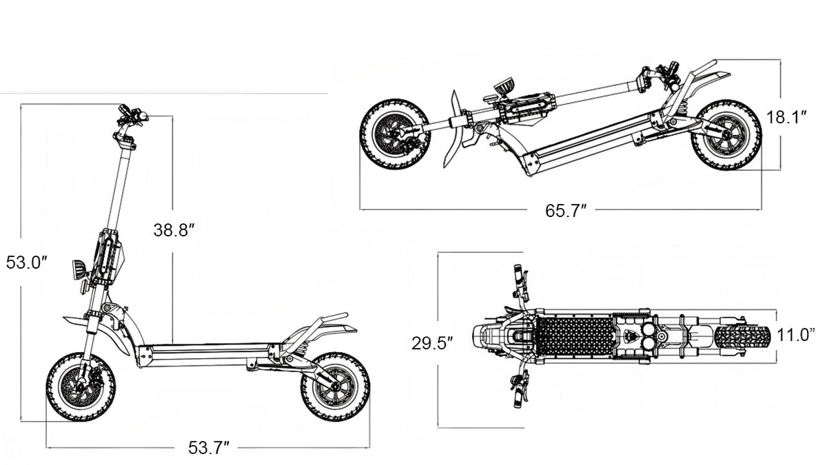 Kaabo King GTR Electric Scooter – 65 MPH, Dual 2000W Motors, 72V 35Ah Battery