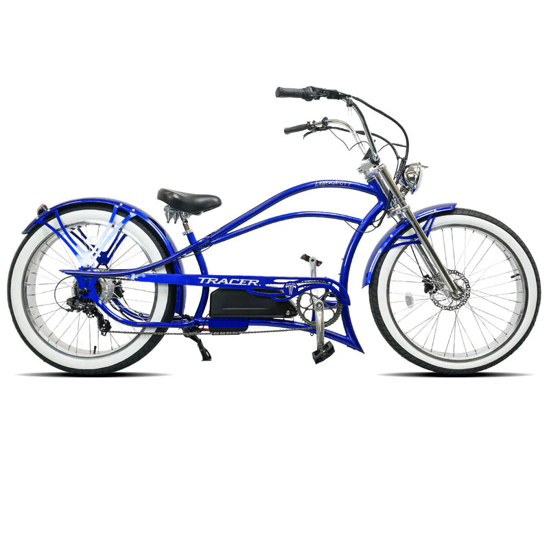 Tracer Legend GT7 1000W Stretch Cruiser Chopper E-Bike, 48V 20Ah Battery, 55–65 Mile Range, 26” Fat Tires, Shimano 7-Speed