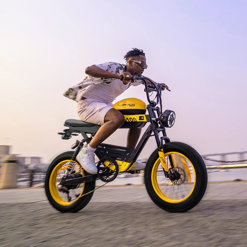 HappyRun G100 Dual-Battery Electric Bike 1000W Motor 28 mph 48V 30Ah Battery
