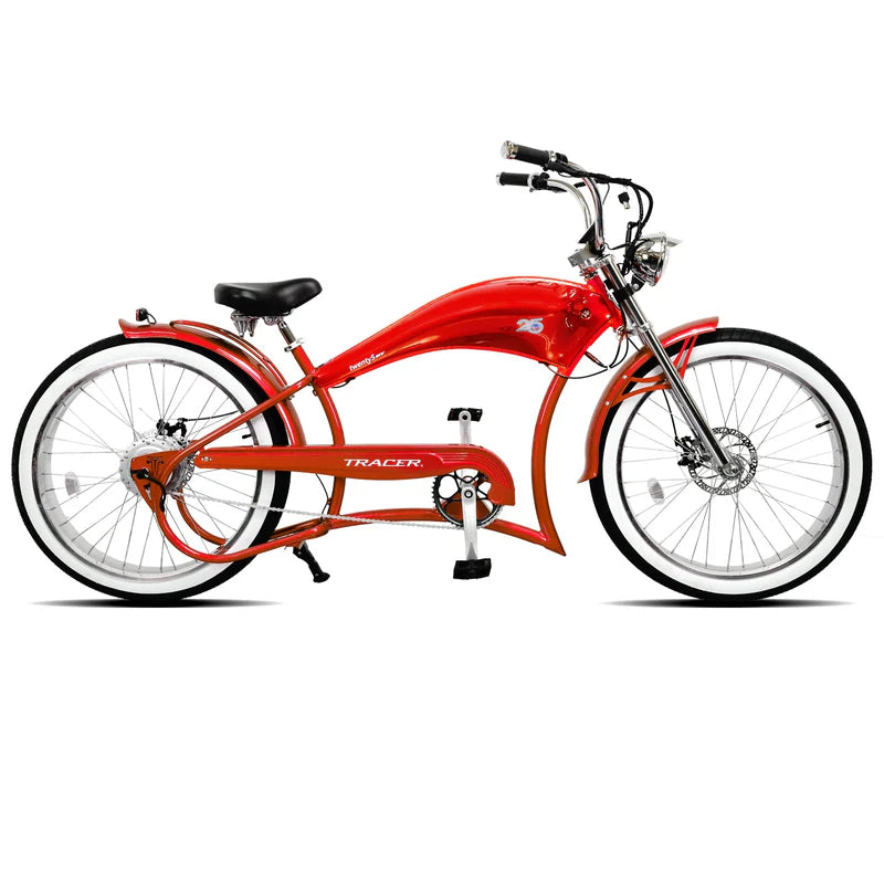 Tracer Twenty5 GT 500W 26" Chopper Cruiser E-Bike, 48V 17.5Ah Battery, 30–50 Mile Range, 26” Fat Tires, Up to 25 MPH