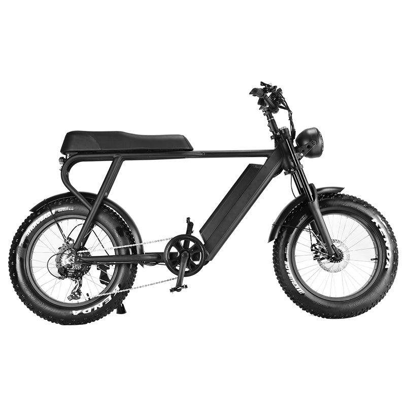 HM-1 Fat Tire Moped Style Electric Bike - Black