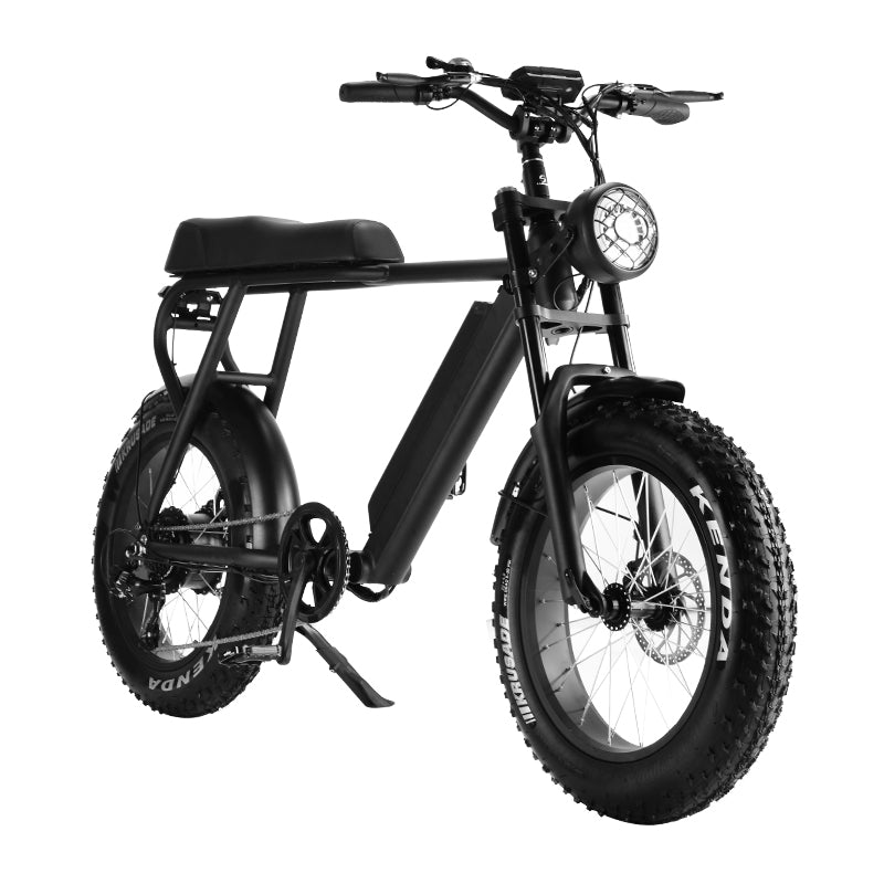 HM-1 Fat Tire Moped Style Electric Bike - Black