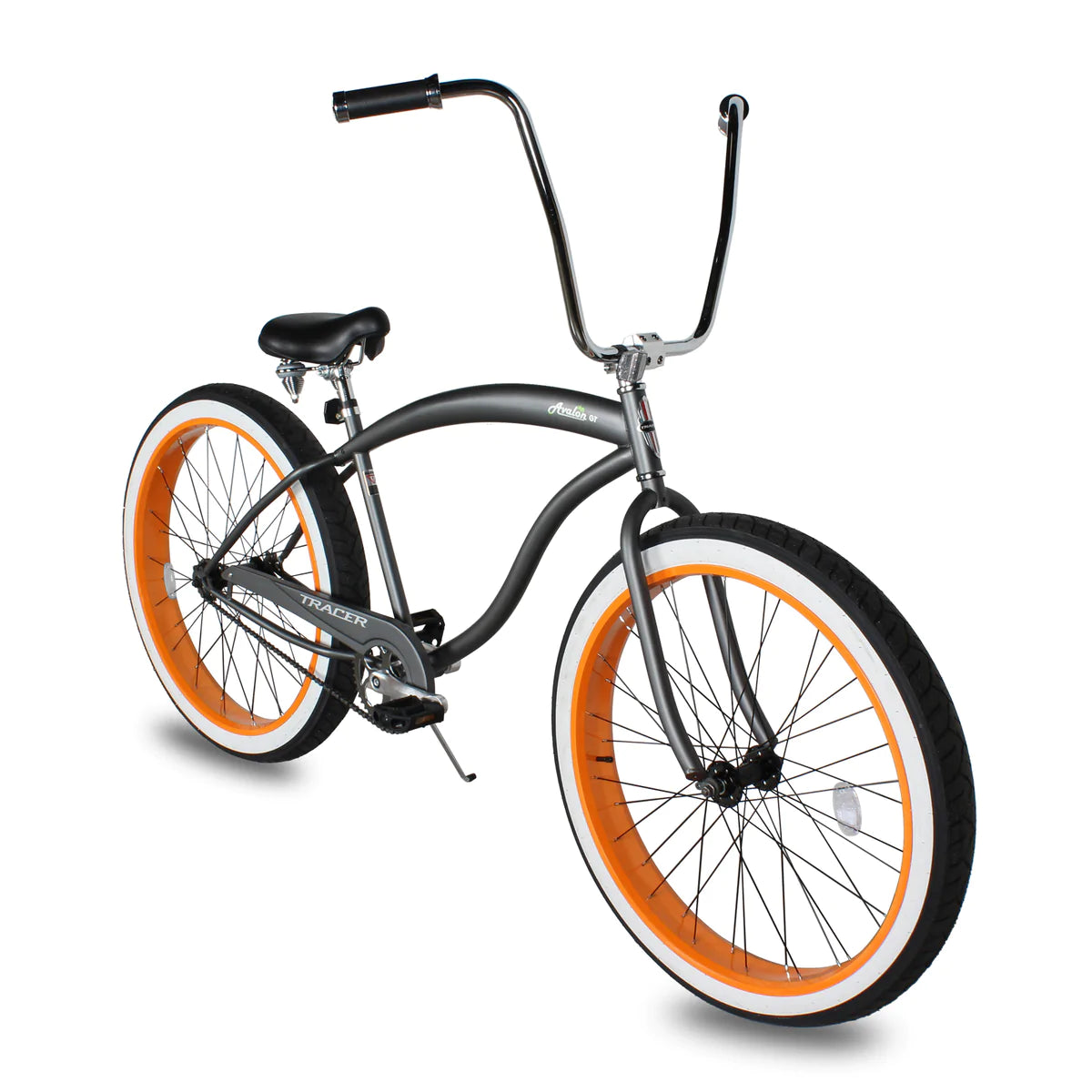 Tracer Avalon GT 26/29" Fat Tire Beach Cruiser Bike - 29" Matte Grey/Orange | Beach Cruiser Bikes | Cruiser Bikes | Beach Bikes | 7-Speed | Single Speed | Single Speed Cycle | Adult Bike | Bike Lover USA
