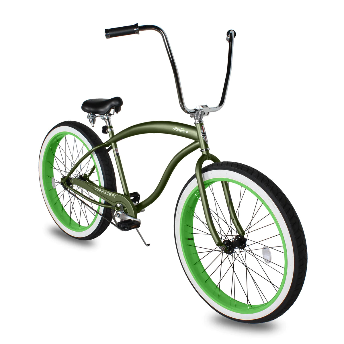 Tracer Avalon GT 26/29" Fat Tire Beach Cruiser Bike - 29" Matte Green/Green | Beach Cruiser Bikes | Cruiser Bikes | Beach Bikes | 7-Speed | Single Speed | Single Speed Cycle | Adult Bike | Bike Lover USA