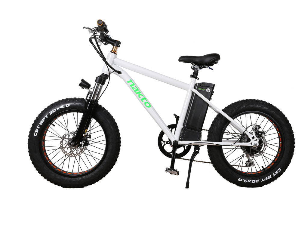 Nakto Mini Cruiser Electric Bike - White | Fat tire Bike | Bike Lover USA