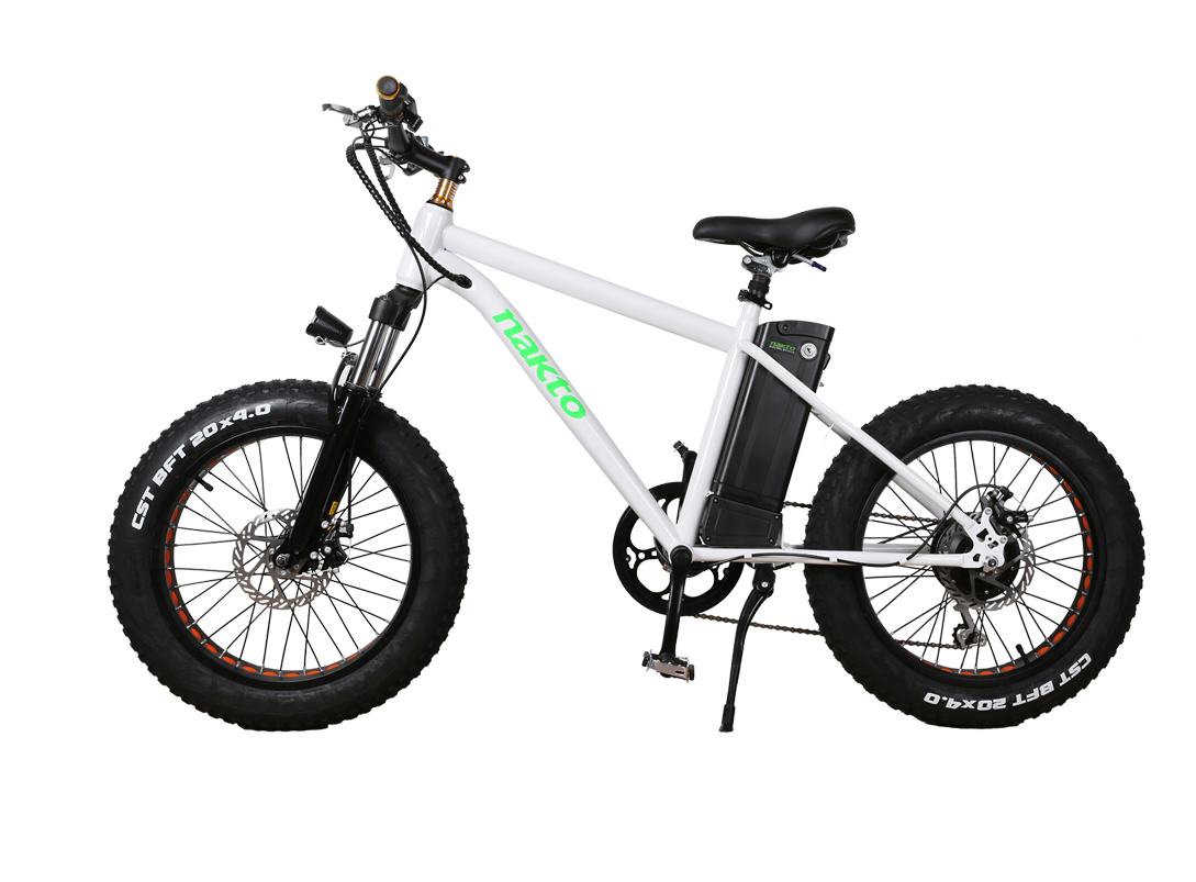 Nakto Mini Cruiser Electric Bike - White | Fat tire Bike | Bike Lover USA