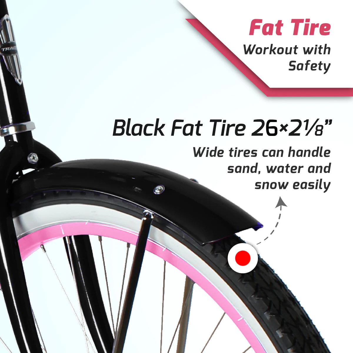 Tracer Taha 26" Beach Cruiser Bike 1 & 7 Speed For Female - Black Pink | Single Speed | Cruiser Bike | Adult Bikes | Beach Cruiser Bikes | Bike Lover USA