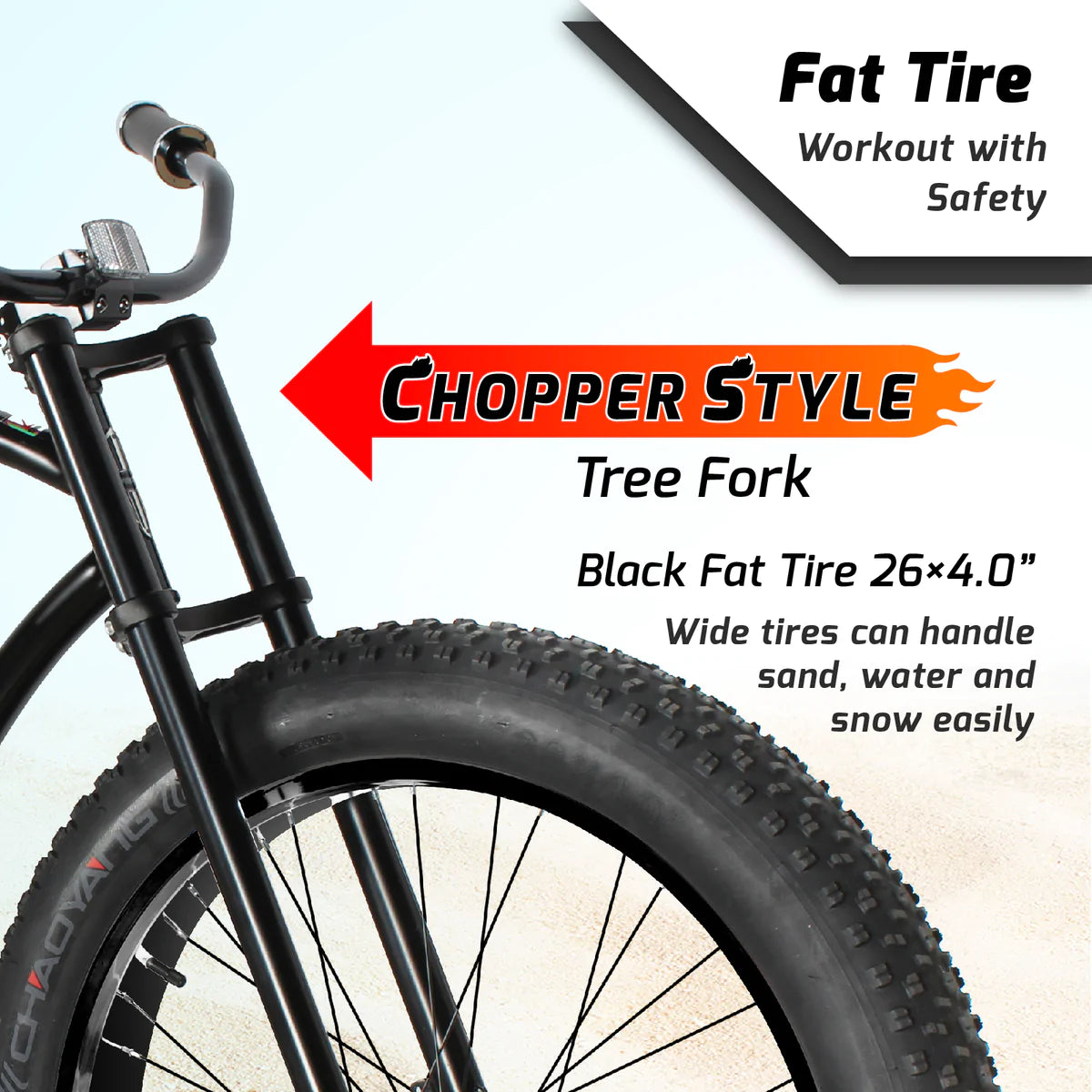 Tracer Siena GT 26" Chopper Stretch Cruiser Fat Tire Bike - Matte Black | Fat Tire Bike | Cruiser Fat Tire Bike | Stretch Bike | 7-Speed | Fat Tire | Bike Lover USA