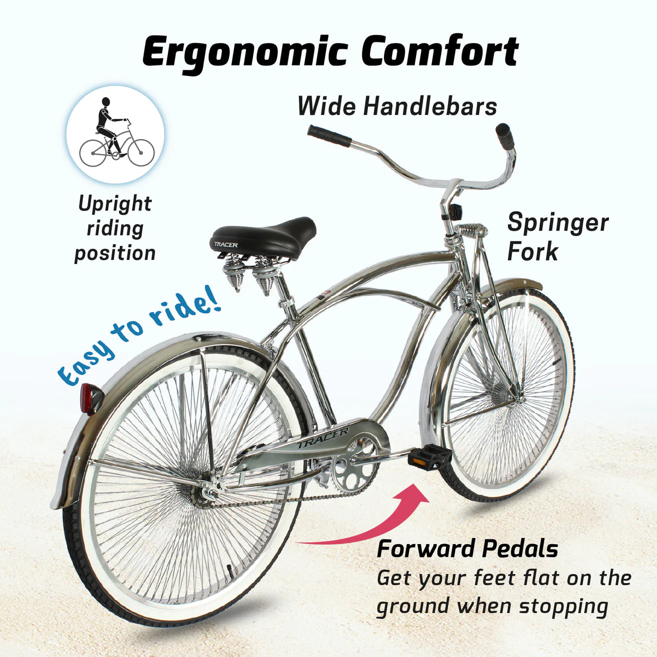 Cheetah Single Speed Cruiser Bike - Chrome | Single Speed | Cruiser Bike | Adult Bikes | Beach Cruiser Bikes | Bike Lover USA