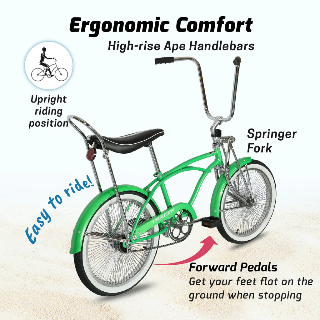 Tracer Tamron Classic Beach Cruiser Bike - Green | Single Speed | Fat Tire Bike | Cruiser Fat Tire Bike | Stretch Bike | Fat Tire | Bike Lover USA