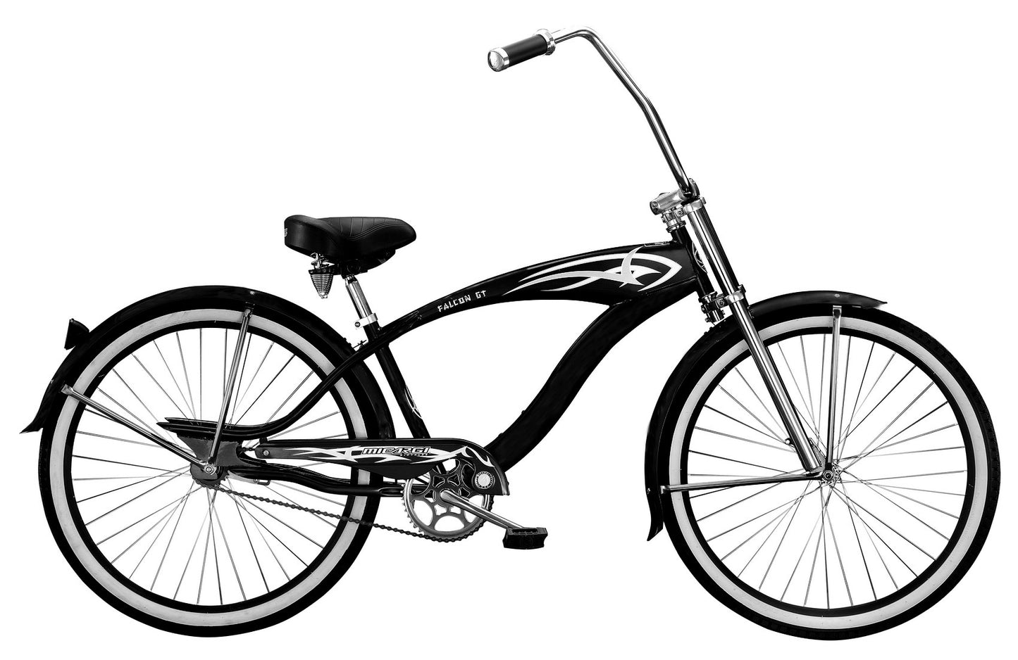 Micargi Falcon GT 26" Monocoque Cruiser w/ Triple Tree Chopper Fork Ape Handlebar Coaster Brake-MatteBlack