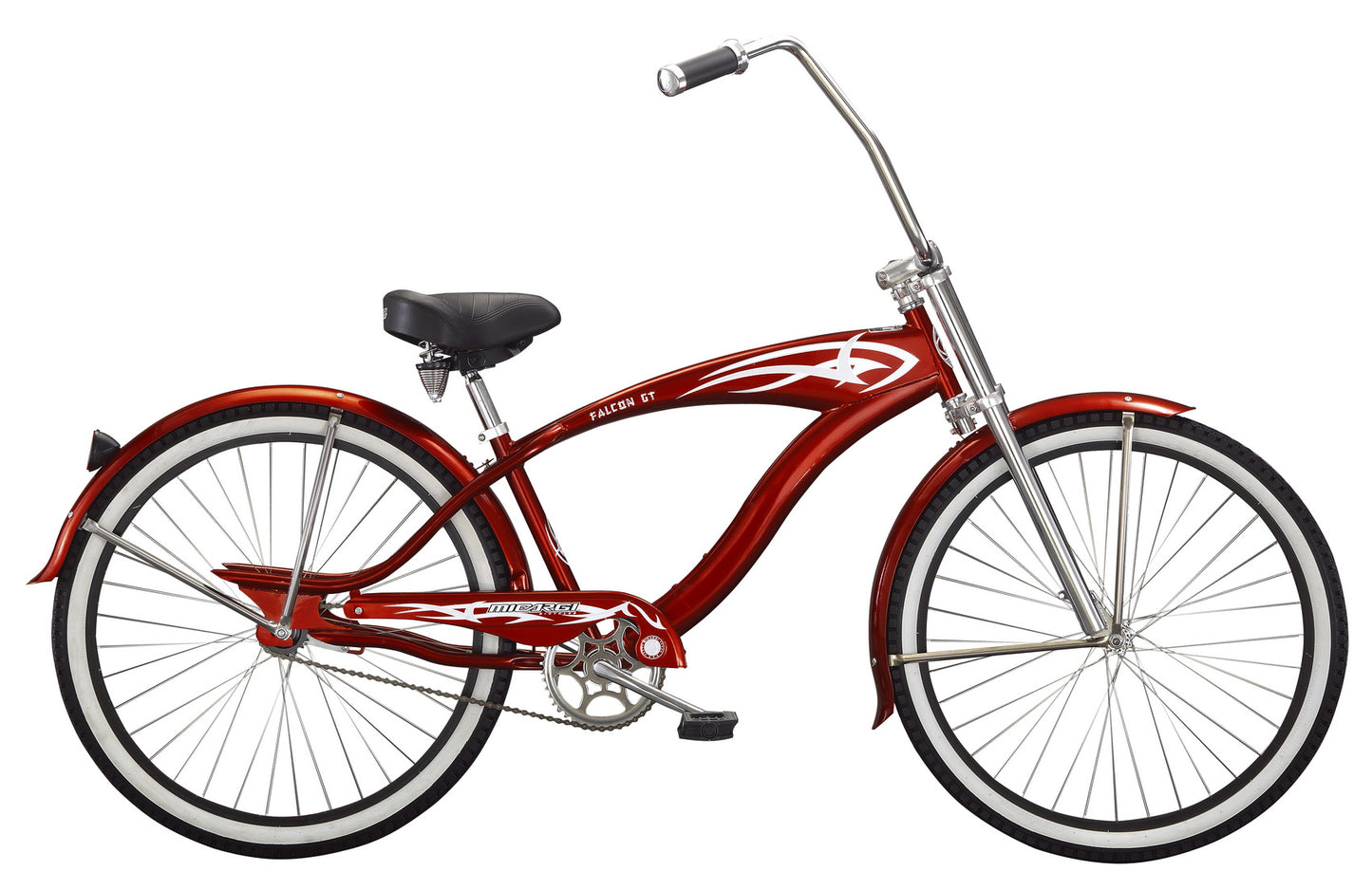 Micargi Falcon GT 26" Monocoque Cruiser w/ Triple Tree Chopper Fork Ape Handlebar Coaster Brake-Red