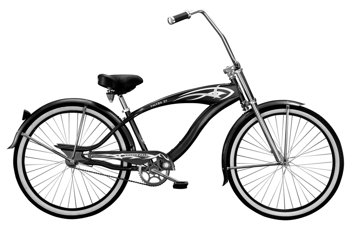 Micargi Falcon GT 26" Monocoque Cruiser w/ Triple Tree Chopper Fork Ape Handlebar Coaster Brake-Black