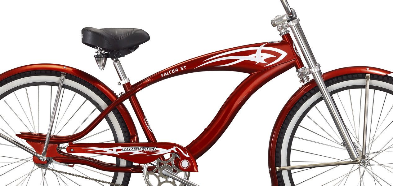 Micargi Falcon GT 26" Monocoque Cruiser w/ Triple Tree Chopper Fork Ape Handlebar Coaster Brake-Red