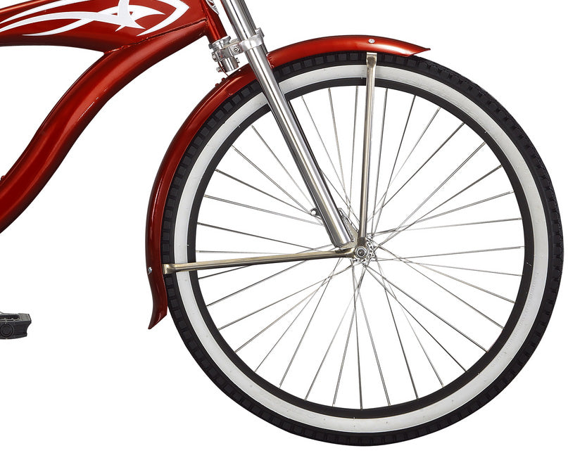 Micargi Falcon GT 26" Monocoque Cruiser w/ Triple Tree Chopper Fork Ape Handlebar Coaster Brake-Red