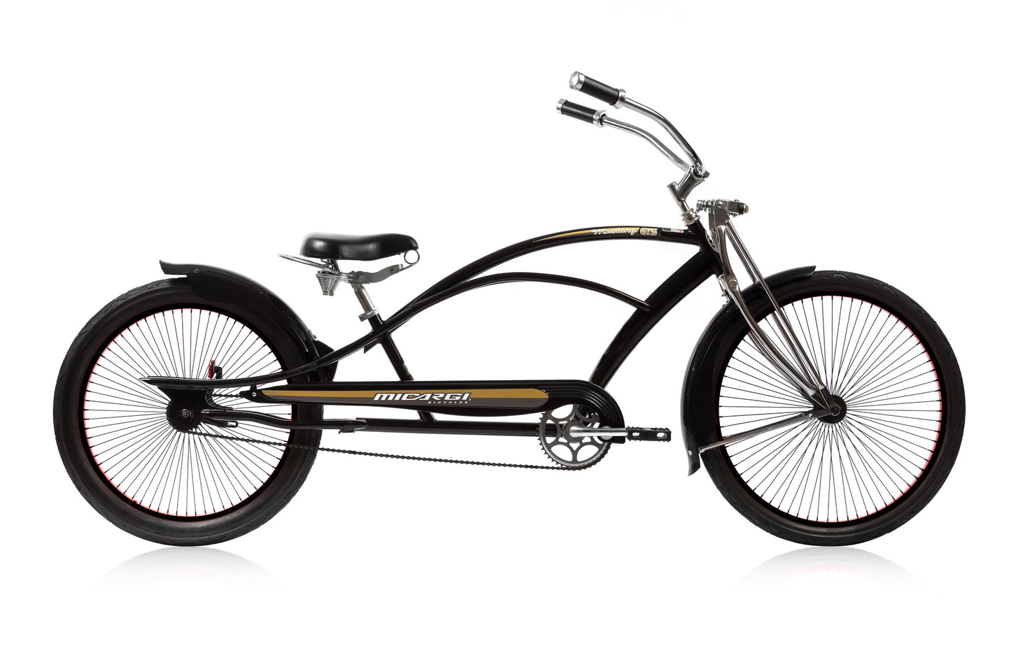 Micargi Mustang-GTS 26" Cantilever Stretch Cruiser w/ Springer fork , Coaster Brake-68H-MatteBlack