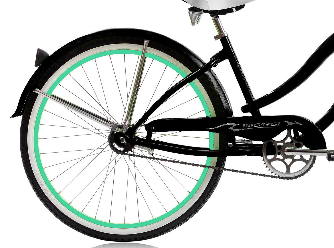 Micargi 26" Large Mono Tube Cruiser w/ Coaster Brake - Mint Black & Mint Green
