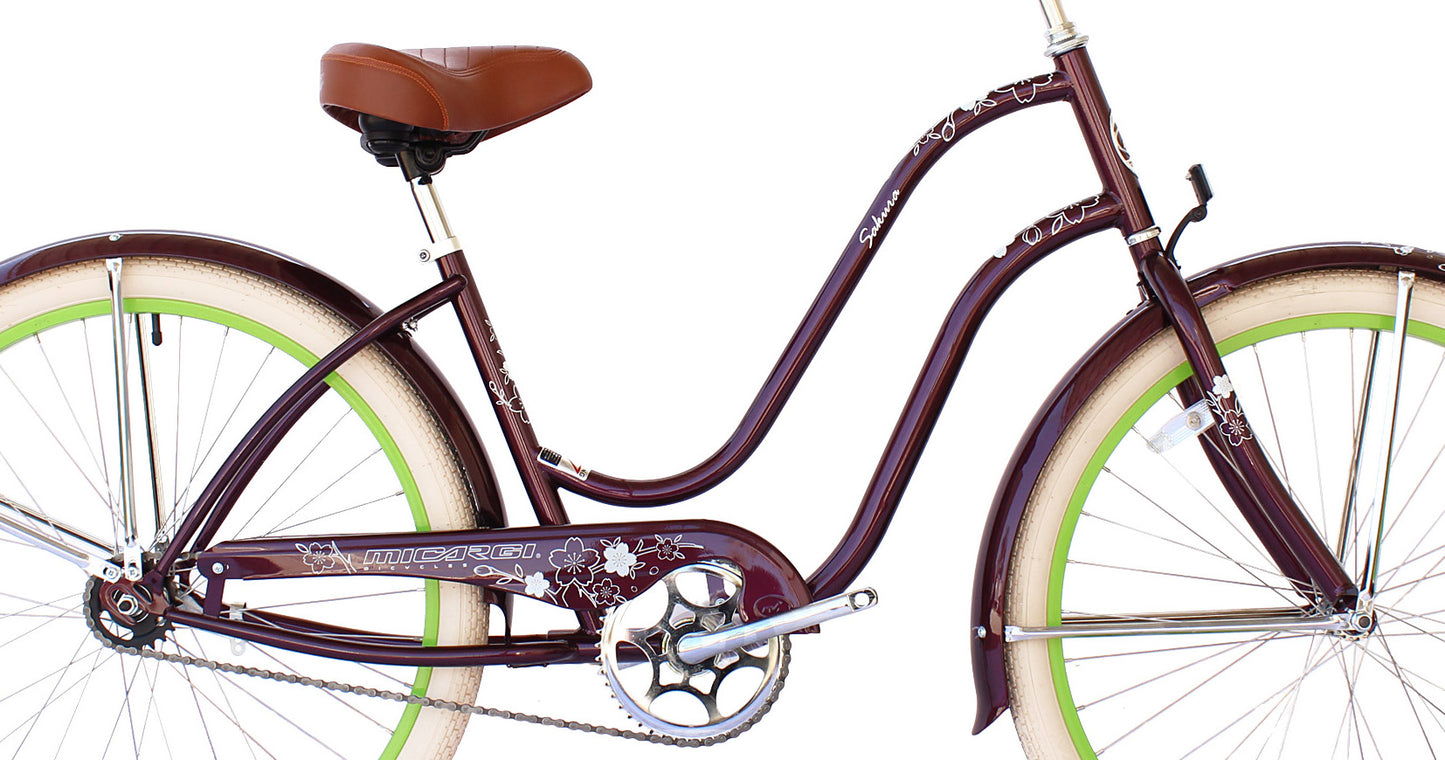 Micargi Sakura 26" Steel frame LADIES cruiser pedal forward w/ Coaster Brake-Violet