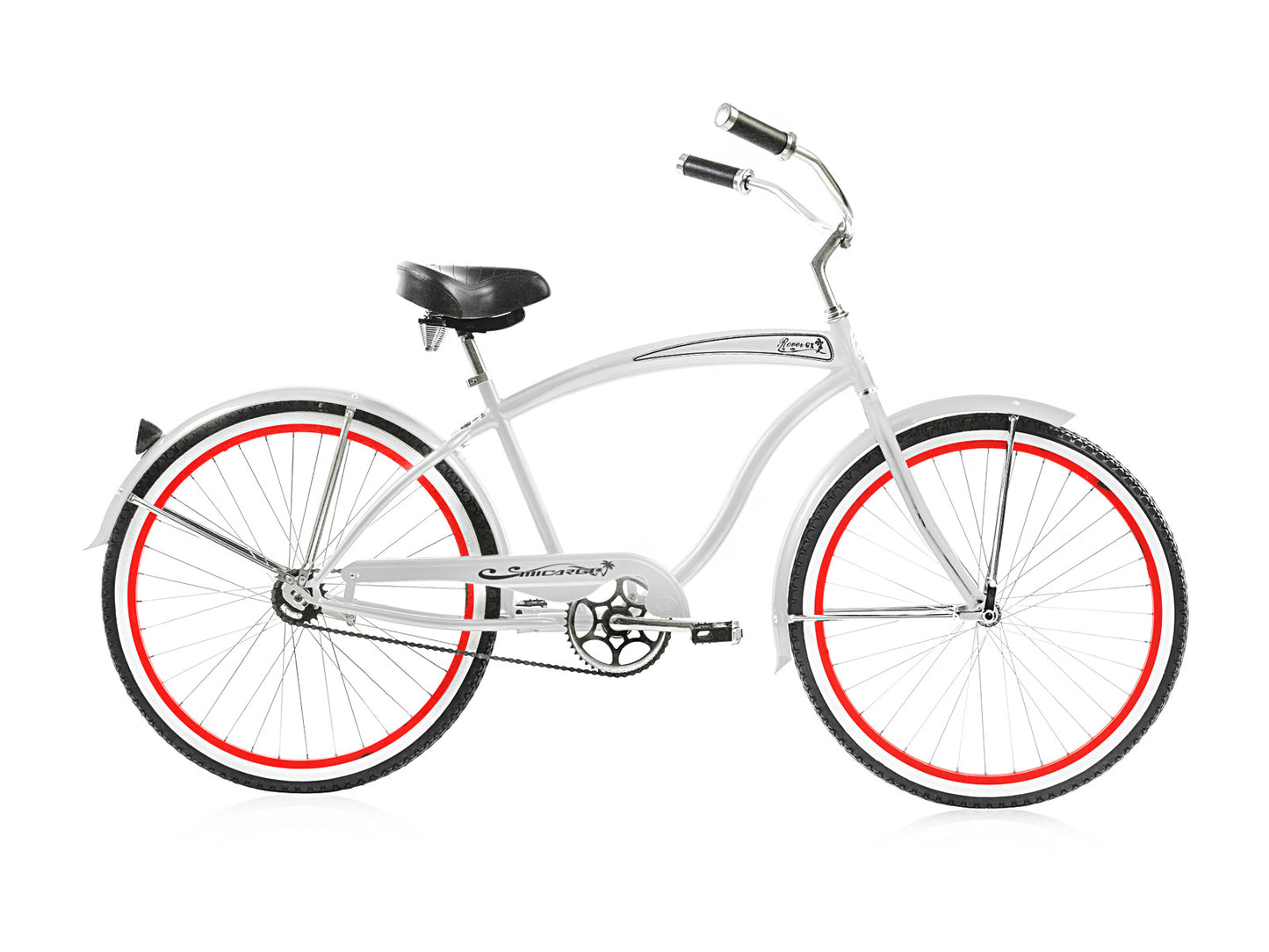 Micargi 26" Large Mono Tube Cruiser w/ Coaster Brake-White&Red