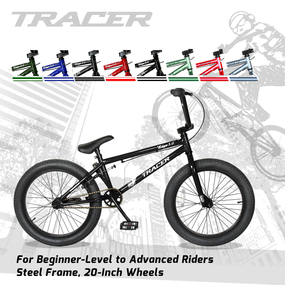 Tracer Edge Freestyle BMX Bike - Black | BMX Bike | Freestyle BMX | Freestyle Bike | BMX Bikes | Kid's BMX Bikes | Bike Lover USA