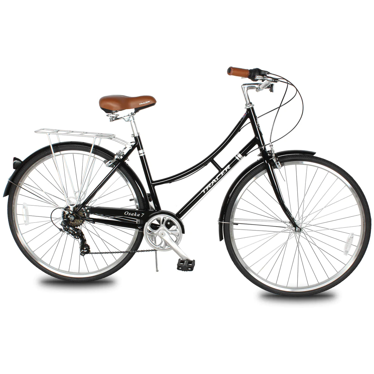 Tracer Osaka 700C Hybrid City Bikes - Shimano 7-Speed - Black | Road Bikes | Hybrid Bikes | City Bikes | 7-Speed | Bike Lover USA