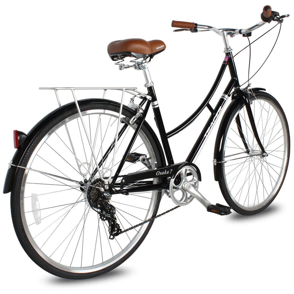 Tracer Osaka 700C Hybrid City Bikes - Shimano 7-Speed - Black | Road Bikes | Hybrid Bikes | City Bikes | 7-Speed | Bike Lover USA