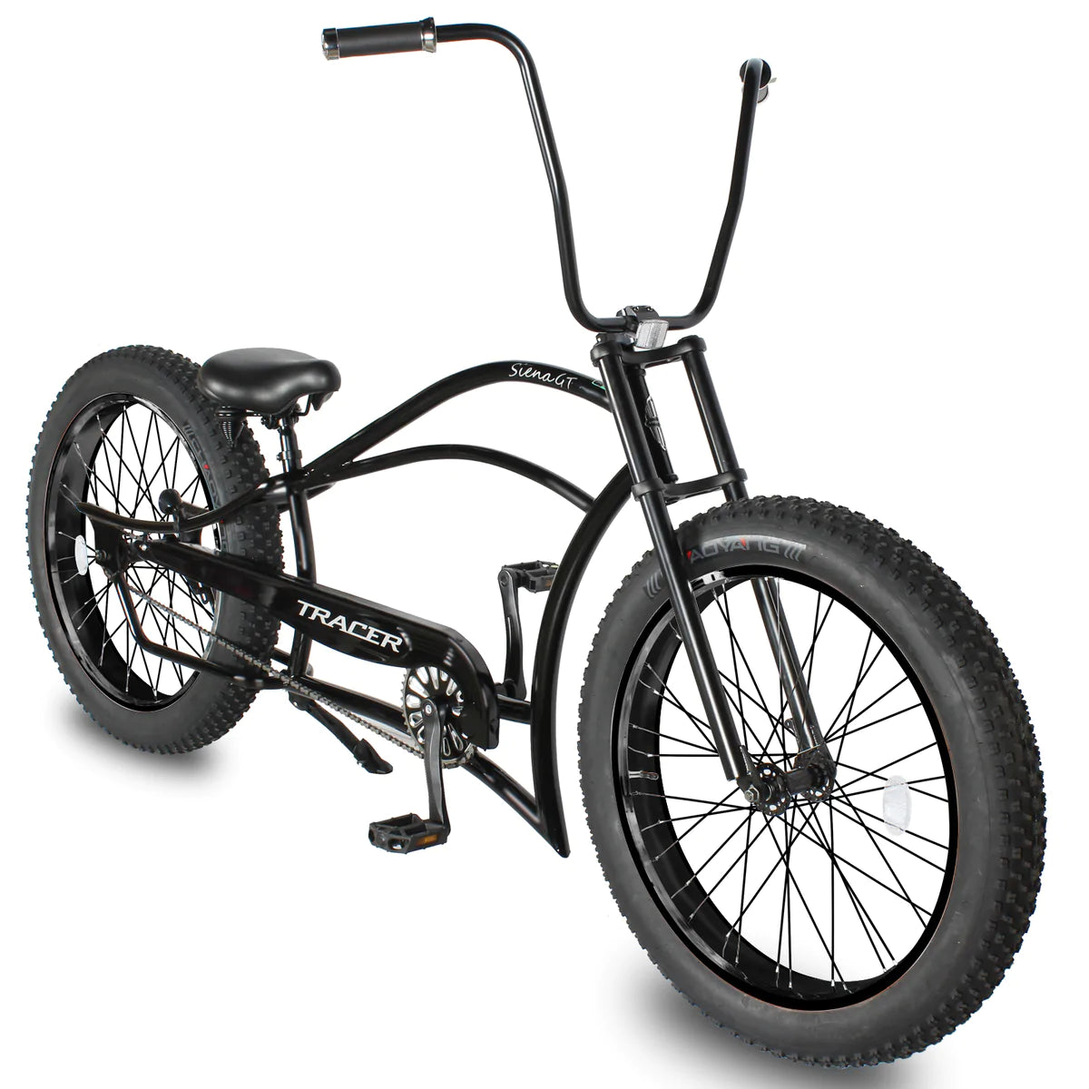 Tracer Siena GT 26" Chopper Stretch Cruiser Fat Tire Bike - Matte Black | Fat Tire Bike | Cruiser Fat Tire Bike | Stretch Bike | 7-Speed | Fat Tire | Bike Lover USA