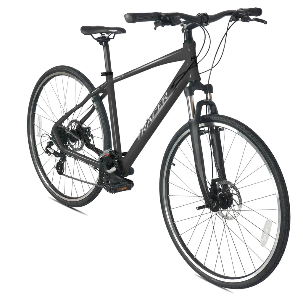 Tracer Bravery DX Hybrid City Bike - Matte Gray | City Bike | Road Bike | Bike Lover USA