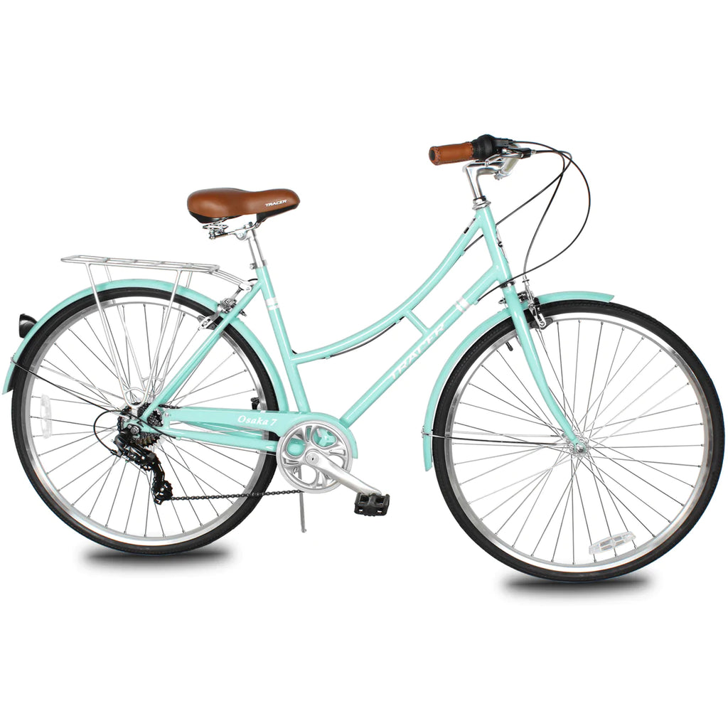 Tracer Osaka 700C Hybrid City Bikes - Shimano 7-Speed - Aquamarine | Road Bikes | Hybrid Bikes | City Bikes | 7-Speed| Bike Lover USA