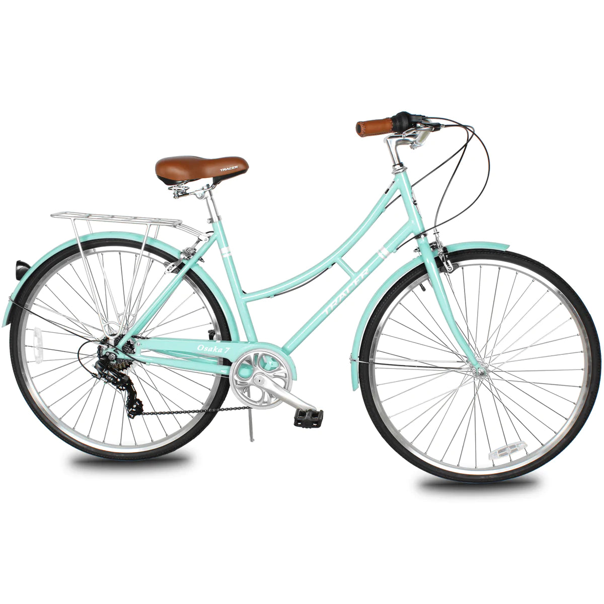 Tracer Osaka 700C Hybrid City Bikes - Shimano 7-Speed - Aquamarine | Road Bikes | Hybrid Bikes | City Bikes | 7-Speed| Bike Lover USA