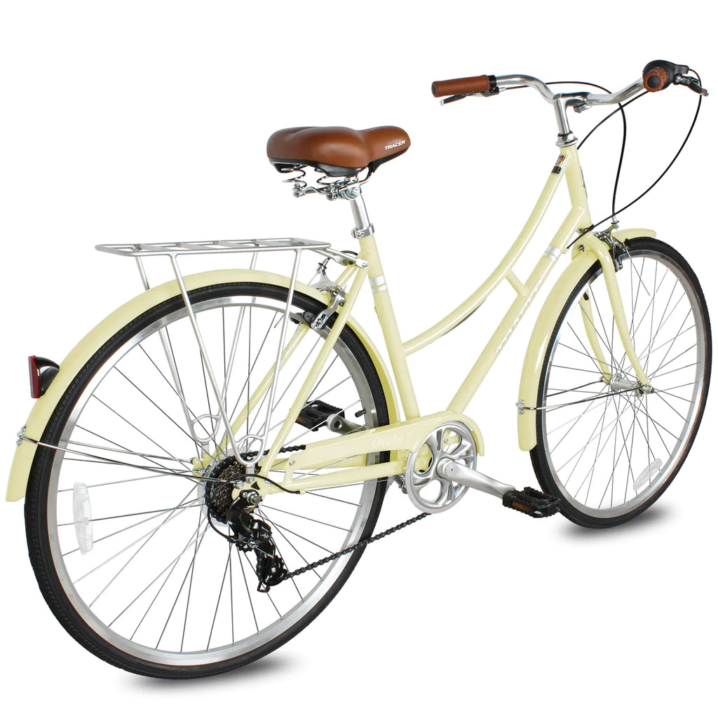 Tracer Osaka 700C Hybrid City Bikes - Shimano 7-Speed - Vanilla | Road Bikes | Hybrid Bikes | City Bikes | 7-Speed | Bike Lover USA