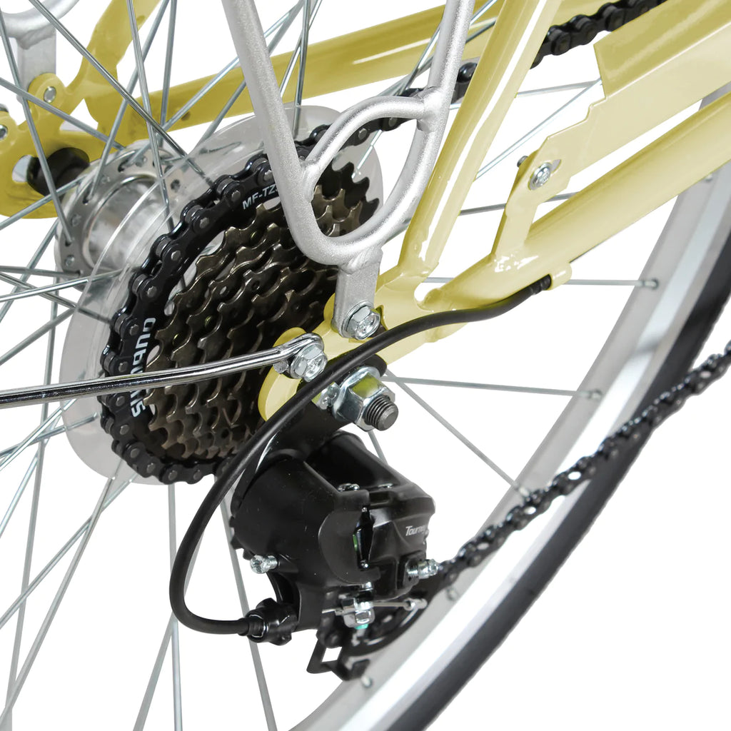 Tracer Osaka 700C Hybrid City Bikes - Shimano 7-Speed - Vanilla | Road Bikes | Hybrid Bikes | City Bikes | 7-Speed | Bike Lover USA