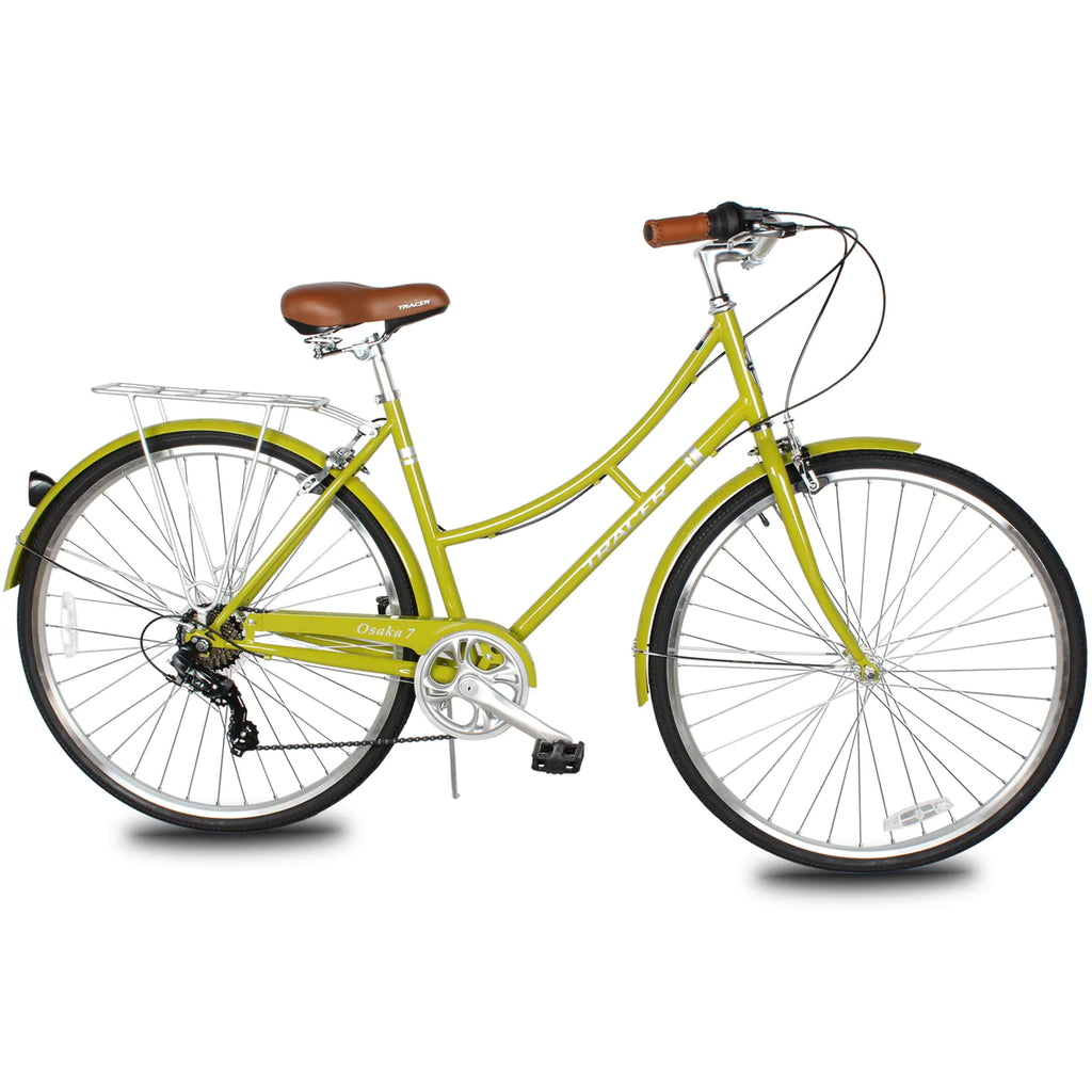 Tracer Osaka 700C Hybrid City Bikes - Shimano 7-Speed - Wasabi Green | Road Bikes | Hybrid Bikes | City Bikes | 7-Speed | Bike Lover USA