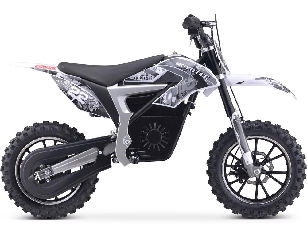 MotoTec 36v 500w Demon Electric Dirt Bike Lithium - White
