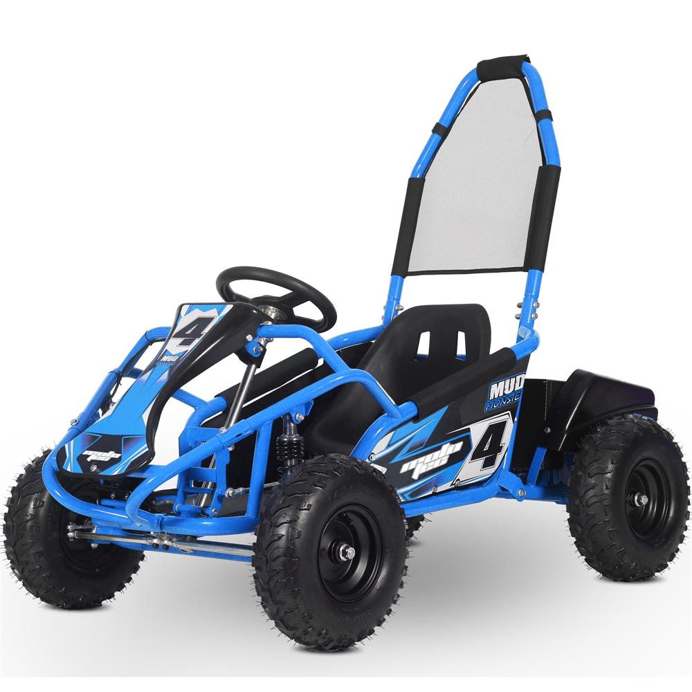 MotoTec Mud Monster Kids Electric 48v 1000w Go Kart Full Suspension - Blue