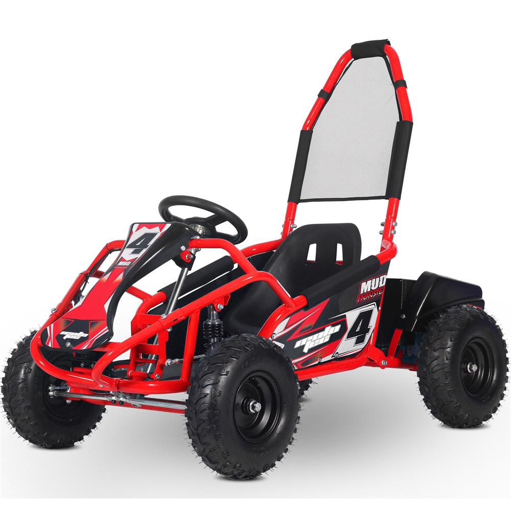 MotoTec Mud Monster Kids Electric 48v 1000w Go Kart Full Suspension - Red