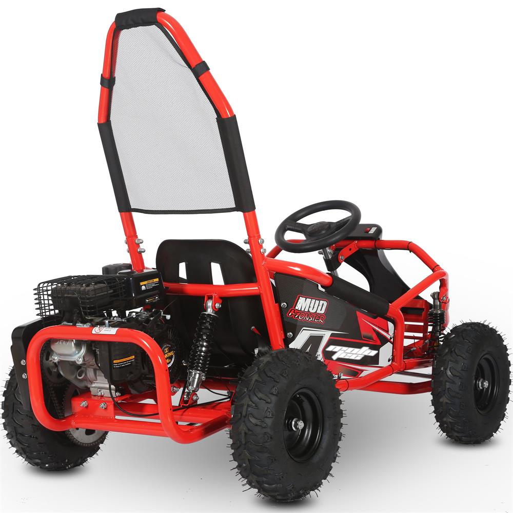 MotoTec Mud Monster Kids Gas Powered 98cc Go Kart Full Suspension - Red