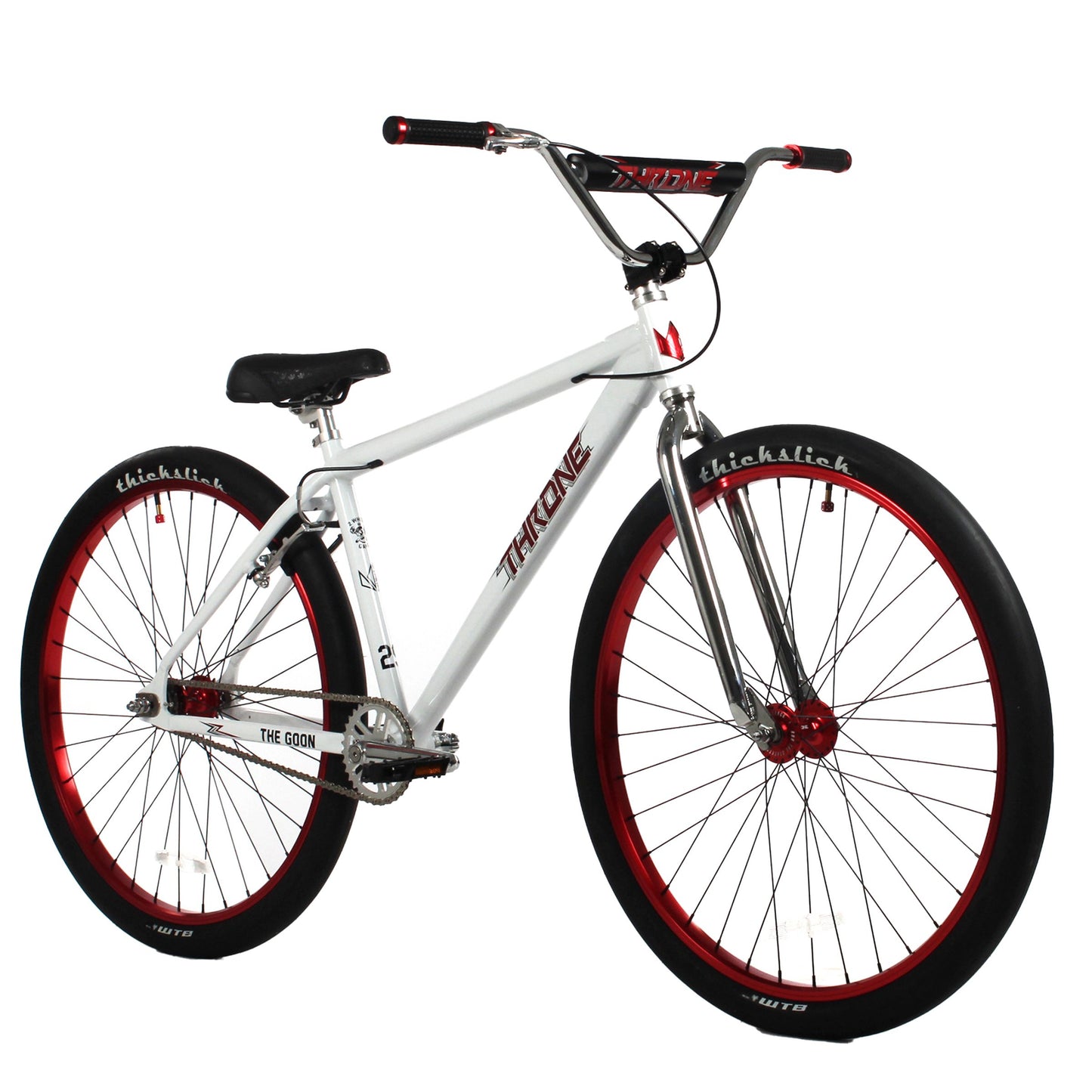 Throne Cycles The Goon - White Crimson | Fixed Gear Urban BMX Bike | Urban Bike | The Goon Cycle | Throne Cycle | Street Cycle | Throne BMX | BMX Bike | Bike Lover USA