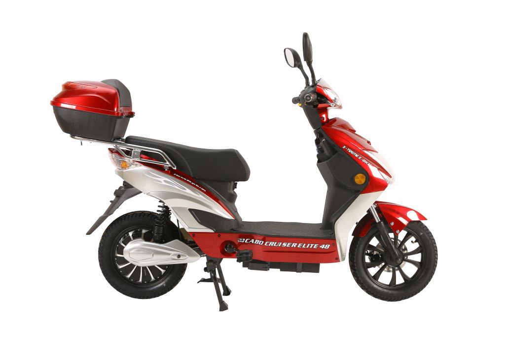 X-Treme Cabo Cruiser Elite 48 Volt Electric Bicycle Scooter-Burgundy