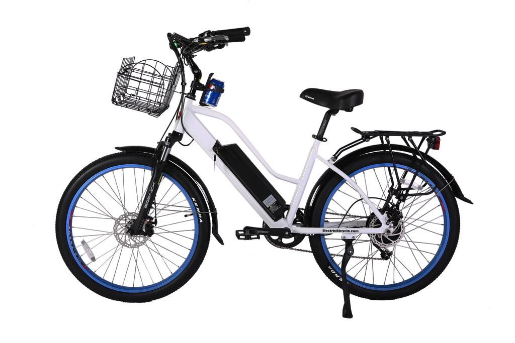 X-Treme Catalina 48 Volt Electric Step-Through Beach Cruiser Bicycle-While White